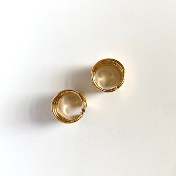 BALENCIAGA BY NICOLAS GHESQUIERE PAIR OF GOLD TONE BRASS COIL RINGS 2013 AUTH - Picture 6 of 10